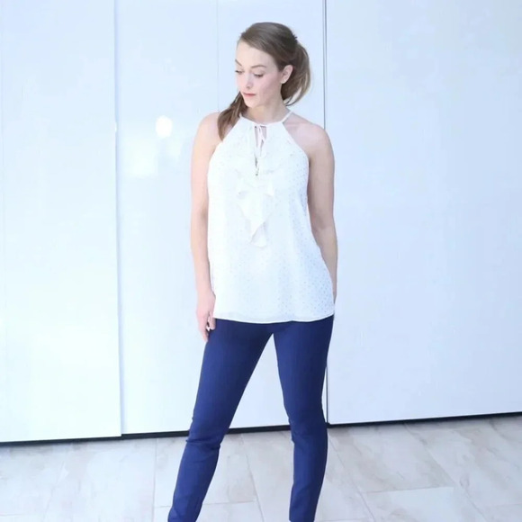 INC gold polka dot ruffle tank - Picture 5 of 7